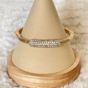 Charter Club Gold Tone Pavé Crystal Hinged Bangle Bracelet NWT